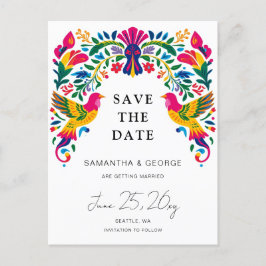 Mexikanska fåglar Otomi Blommigt Fiesta Spara datu Meddelande Vykort