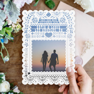 Mexikanska Fantail Doves Papel Picado Spara datume Inbjudningar