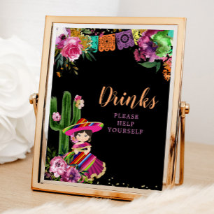 Mexikanska färgfulla Fiesta-Blommigten, födelsedag Poster