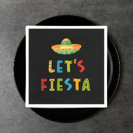 Mexikanska färgstarka Låt oss Fiesta Black Pappersservett
