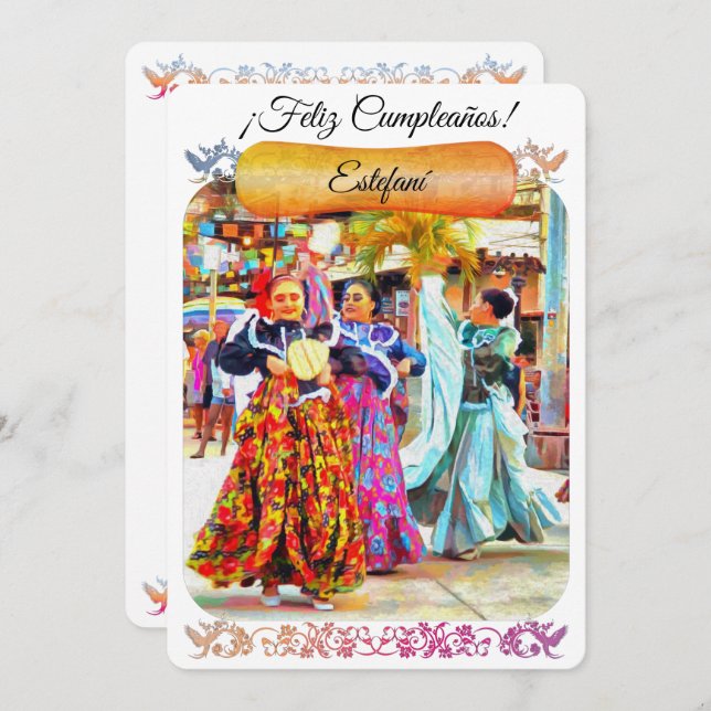 Mexikanska festivaldansare 2549 födelsedagskort tack kort (Fram/baksida)