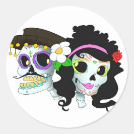 Mexikanska Festive Skull par Runt Klistermärke