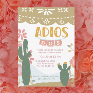 Mexikanska fiesta Adios Dos Tredje födelsedagen Inbjudningar