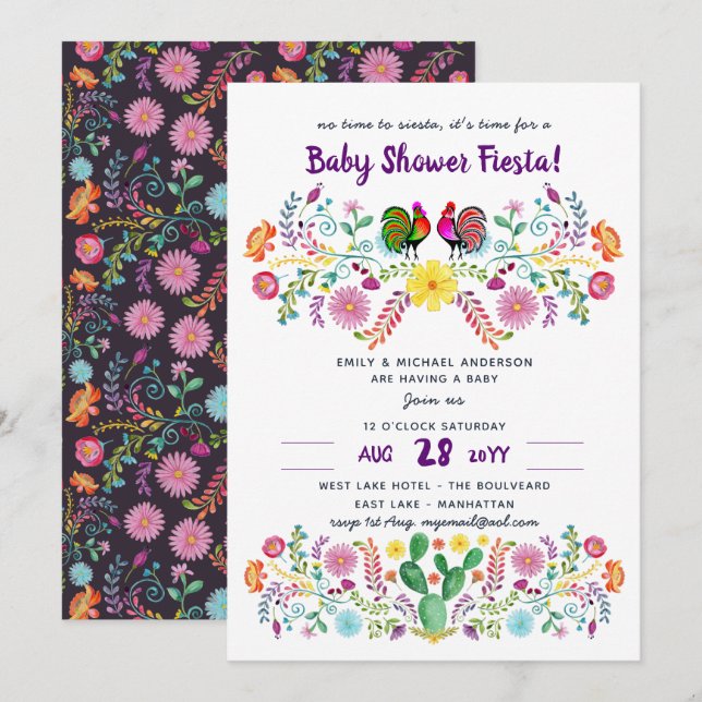 Mexikanska FIESTA Baby Shower-inbjudan för folkkon Inbjudningar (Fram/baksida)