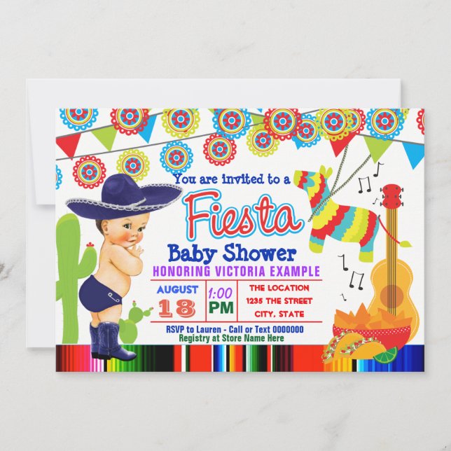 Mexikanska Fiesta Bebis Shower Inbjudningar Baby P (Framsida)