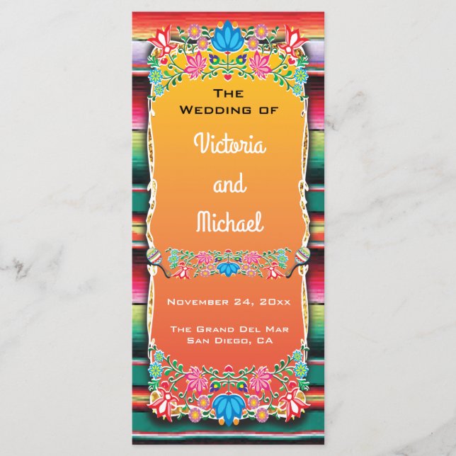 Mexikanska Fiesta-Bröllopsprogrammet Program (Framsida)