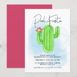 Mexikanska Fiesta Cactus Bassäng Party vid någon å Inbjudningar