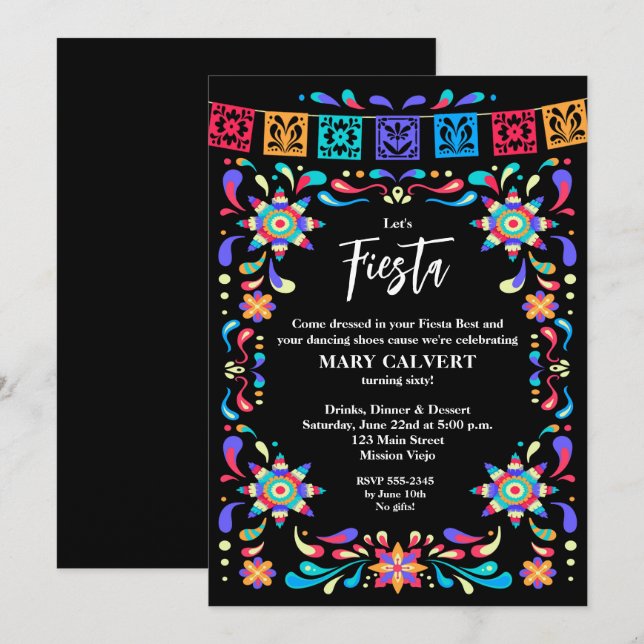 Mexikanska Fiesta Cinco de Mayo Födelsedagsfest Inbjudningar (Fram/baksida)