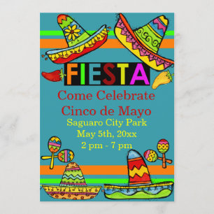Mexikanska Fiesta Cinco de Mayo-inbjudan Teal Inbjudningar