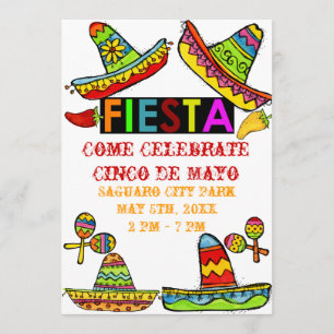 Mexikanska Fiesta Cinco de Mayo-inbjudningar White Inbjudningar