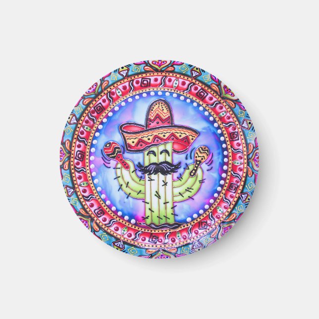 Mexikanska Fiesta Cinco de Mayo Sombrero Hat Blue  Magnet (Framsidan)