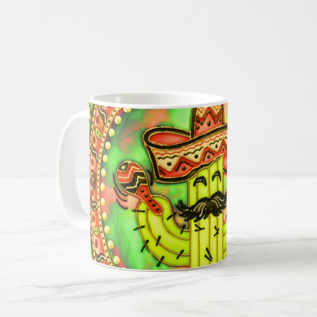 Mexikanska Fiesta Cinco de Mayo Sombrero Hat Grönt Kaffemugg (Framsida vänster)