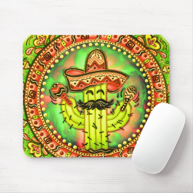 Mexikanska Fiesta Cinco de Mayo Sombrero Hat Grönt Musmatta (Med mus)