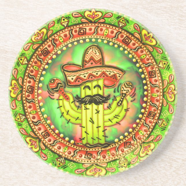 Mexikanska Fiesta Cinco de Mayo Sombrero Hat Grönt Underlägg (Framsidan)