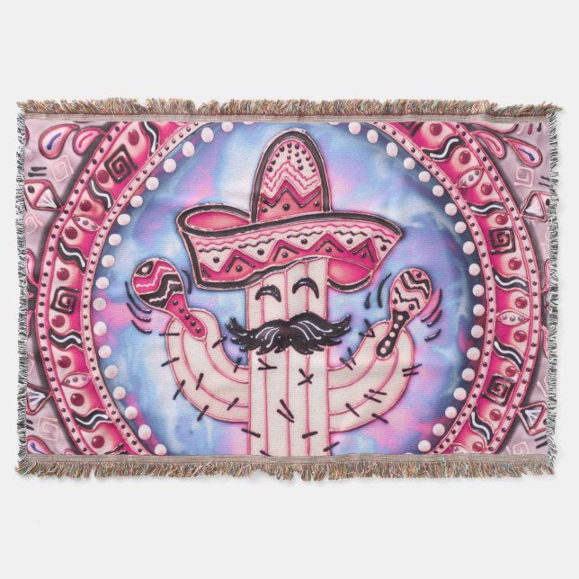 Mexikanska Fiesta Cinco de Mayo Sombrero Rosa Blue Filt (Framsidan)
