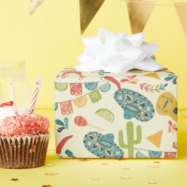 Mexikanska Fiesta Cute Patterned Presentpapper (Födelsedagsfest)