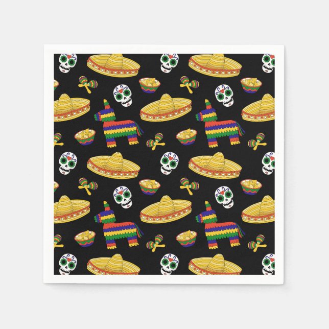 Mexikanska Fiesta & Día de Muertos Pappersservett (Framsidan)