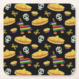 Mexikanska Fiesta & Día de Muertos Underlägg Papper Kvadrat