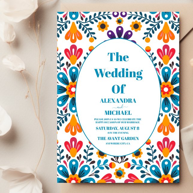 Mexikanska fiesta Embroidery Blommigt Bröllop Inbjudningar (Skapare uppladdad)