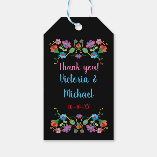 Mexikanska fiesta Embroidery gynnar presentmärkre Presentetikett (Framsidan)