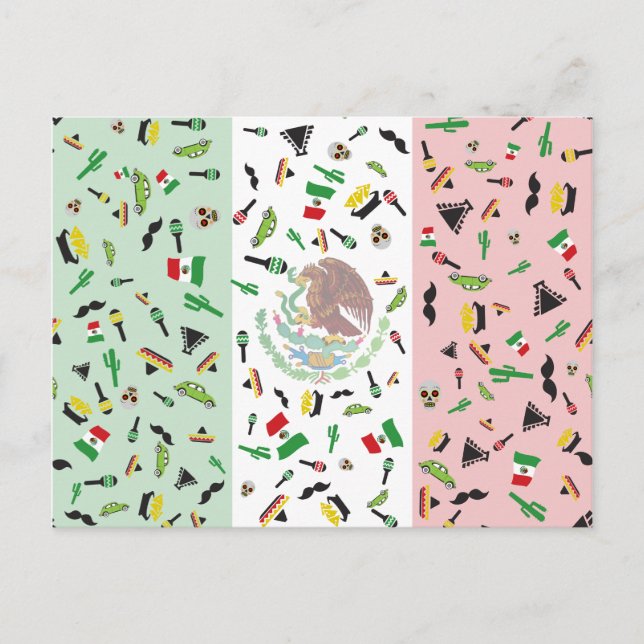 Mexikanska Fiesta - Flagga Mexiko Postcard Vykort (Framsida)