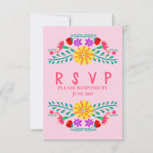 Mexikanska Fiesta Flowers Rosa Quinceanera OSA Kort