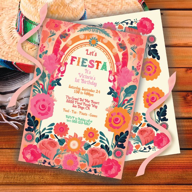 Mexikanska fiesta Födelsedagsfest Poppies Inbjudningar (Skapare uppladdad)