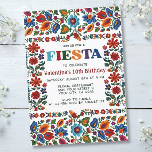 Mexikanska fiesta Folk Art Blommigt Embroidery Bir Inbjudningar