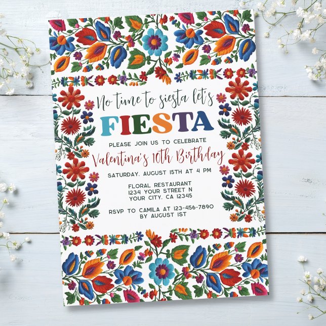Mexikanska fiesta Folk Art Blommigt Embroidery Bir Inbjudningar (Skapare uppladdad)