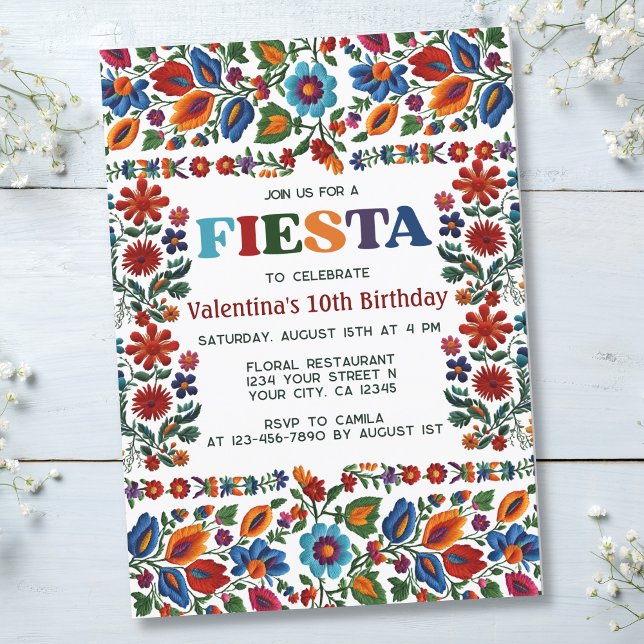 Mexikanska fiesta Folk Art Blommigt Embroidery Bir Inbjudningar (Skapare uppladdad)