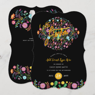 Mexikanska Fiesta Folk Flowers Llama Guld ANY EVEN Inbjudningar