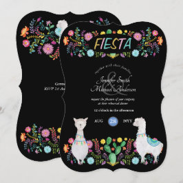 Mexikanska Fiesta Folk Flowers Llamas ANY Par Inbjudningar