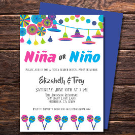 Mexikanska Fiesta Gender Reveal Niña eller Niño Inbjudningar