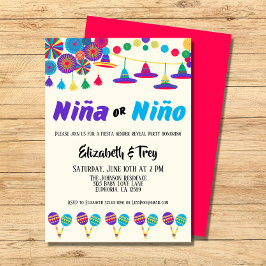 Mexikanska Fiesta Gender Reveal Niña eller Niño Inbjudningar