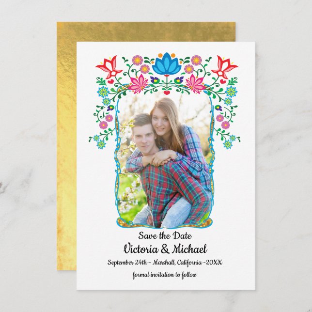 Mexikanska Fiesta Guld Spara datumfoto Spara Datumet (Fram/baksida)