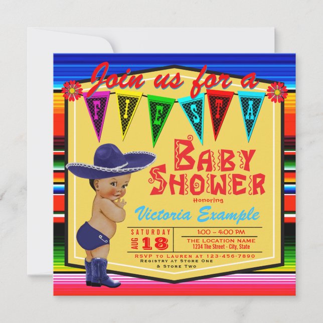 Mexikanska fiesta-inbjudningar för baby shower för inbjudningar (Framsida)