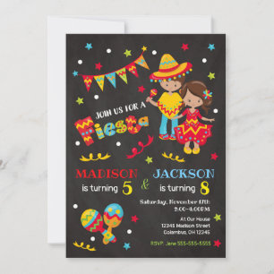 Mexikanska Fiesta Joint Birthday InvestigGirl Inbjudningar