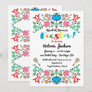 Mexikanska Fiesta Möhippa Flower Folkart Card Inbjudningar
