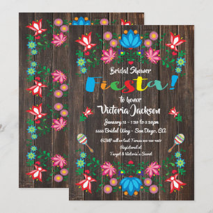 Mexikanska Fiesta Möhippa Flower Folkart Card Inbjudningar
