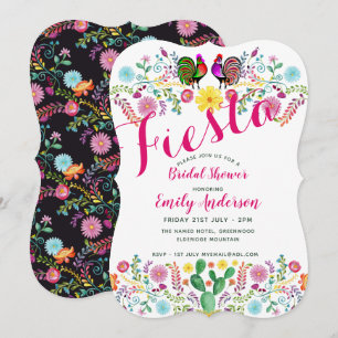 Mexikanska Fiesta Möhippa Tuppar Folk Flowers Inbjudningar