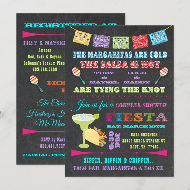 Mexikanska Fiesta Par Möhippa Inbjudningar (Fram/baksida)