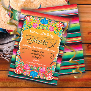 Mexikanska Fiesta Party Guld Glitter Inbjudningar