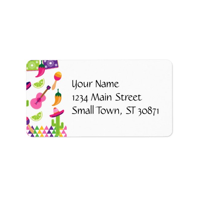 Mexikanska Fiesta Party Sombrero Saguaro Lime Pepp Adressetikett (Framsidan)