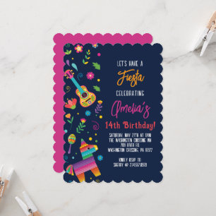 Mexikanska Fiesta Pinata Födelsedagsfest inbjudan