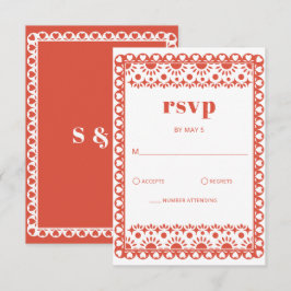 Mexikanska Fiesta Red Papel Picado Boho Bröllop OSA Kort