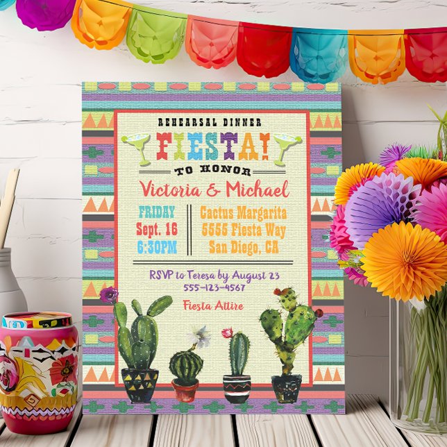 Mexikanska fiesta Rehearsal Dinner cactus aztec Inbjudningar (Skapare uppladdad)