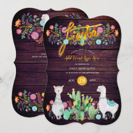 Mexikanska Fiesta Rustic Folk Flowers Llama ANY EV Inbjudningar