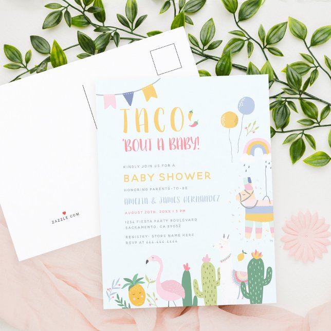 Mexikanska Fiesta Taco Bout A Baby par Shower Inbjudan Vykort (Skapare uppladdad)