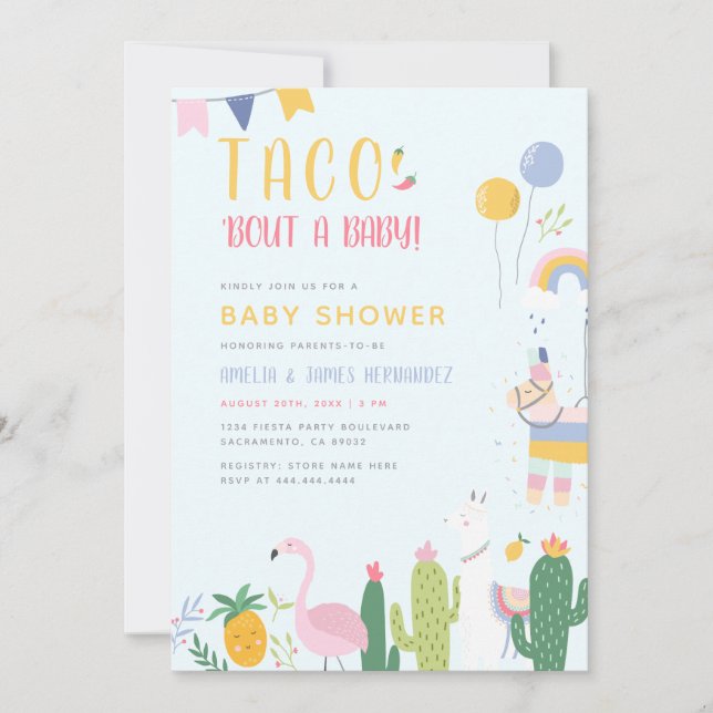 Mexikanska Fiesta Taco Bout A Baby par Shower Inbjudningar (Framsida)