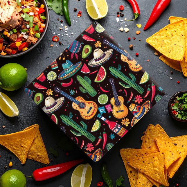 Mexikanska Fiesta valfri Tillfälle Mönster Black I Presentpapper (Skapare uppladdad)